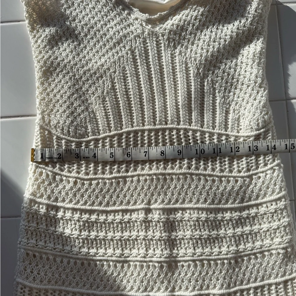 Abercrombie & Fitch Cream Crochet Knit Dress Boho Midi Size M (Tall) Fairy - Picture 15 of 15